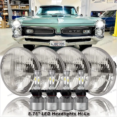 4PCS 5.75" 5 3/4" LED Headlights HI/LO Beam for Pontiac GTO Grand Prix Firebird - Image 1 of 4