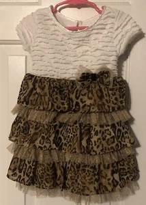 Youngland Girl’s Leopard Print Ruffled Dress Size 4T Item #984 - Picture 1 of 14
