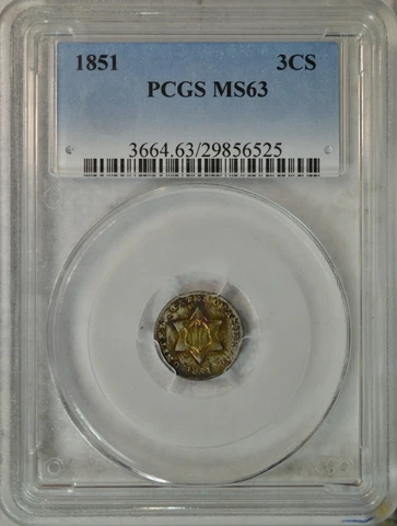 1851 3 cent silver, PCGS MS63..........Type Coin Company    Wild Toning Cover