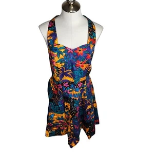 Vintage Hilo Hattie Halter Dress Womens Size 18 Tropical Jungle Panther Hawaiian - Picture 1 of 9