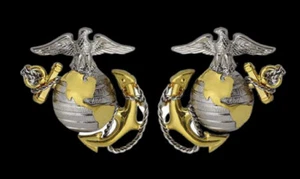 US MARINE OFFICER DRESS UNIFORM COLLAR DEVICE SCREW POST PIN REGULATION MARINES - Picture 1 of 15