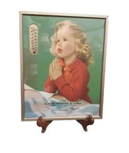 Vintage Dairy Albert Rogers Sons Advertising Thermometer 1952 Girl Praying Mass. - Picture 1 of 16