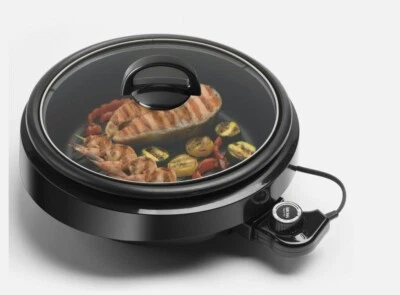 Parrillas eléctricas Aroma de 3 cuartos de galón 3 en 1 olla de cocción lenta antiadherente negra Foto 1 de 4