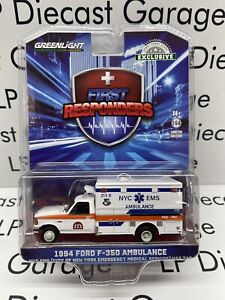 GREENLIGHT 1994 Ford F-350 Ambulance NYC EMS Medical HAZ TAC 1:64 Diecast NEW