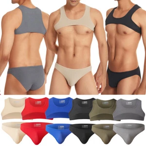 Mens Harness Tanks Tops Underwear Gay Sexy Stage Dance Showwear Male Vest Briefs - Picture 1 of 19