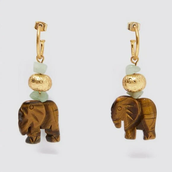 Pendientes colgantes de madera de elefante boho de animales africanos de moda Foto 1 de 1