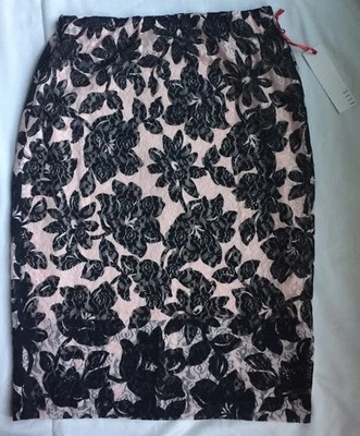 ELLE Barbie Pink Black Lace SKIRT Size: 6 (SMALL) New SHIP FREE Stretch Workwear - Image 1 of 4