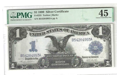 Fr 233 1899 $1 Silver Certificate PMG 45 BLACK EAGLE - Image 1 of 2