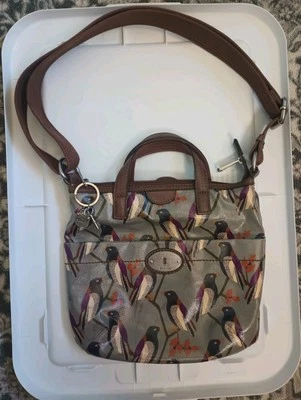 Fossil Key Per Bird Crossbody Bag Vinyl Charms Artsy Eclectic Bohemian - Imagem 1 de 4