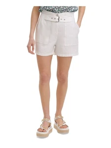 KARL LAGERFELD PARIS Womens White Zippered Buttoned High Waist Shorts 14 - Picture 1 of 11