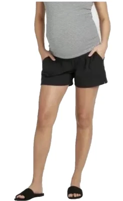 Maternity Twill Pull-On Shorts - Isabel Maternity Black Women's Size Extra Small - Image 1 of 3