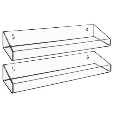 AMT 2 Pack Acrylic Floating Shelves, 15" L x 4" W, Clear Bathroom Wall Shelf,... - Image 1 of 4