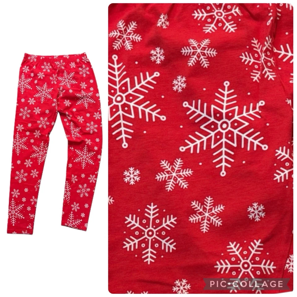 NWT Red Christmas Festive Holiday Snowflake Leggings Size XS (1) No Boundaries - Image 1 of 3