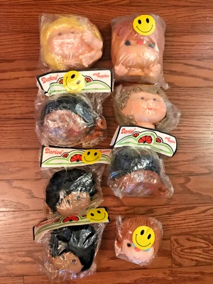 Vintage Darice Yarn Hair Doll Heads & Hands Fibre Craft Head Hands Misc Lot of 8 - Image 1 of 4