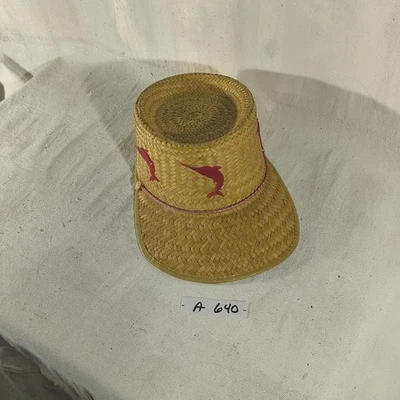Sombrero de paja unisex tejido vintage con pico frontal grande con diseños de peces rojos Foto 1 de 4