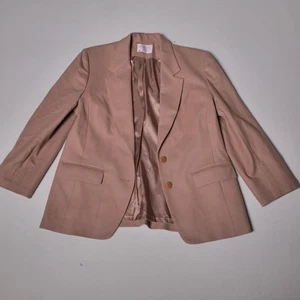 Pendleton 100% Wool Women's Petite 14 Blazer Single Breasted Tan USA Made - Picture 1 of 13