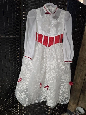 Vestido de Baile Feminino Disney Premium Mary Poppins Fantasia TAMANHO 9-10 Renda Vermelho WH - Imagem 1 de 4