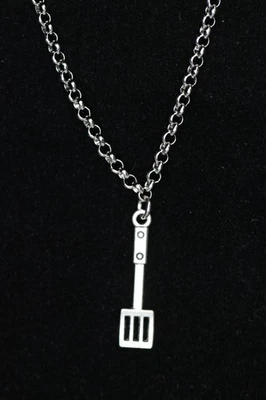 Collar Espátula Plata Estaño Dije 1" Colgante 3mm Cadena Inoxidable 18" Chef Foto 1 de 4