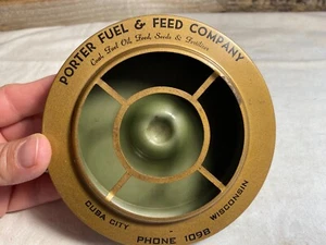 Vintage Werbung Metall Aschenbecher ~ Porter Fuel & Feed Company ~ Cuba City, Wis - Bild 1 von 9
