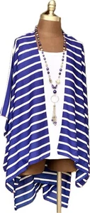 Viv & Lou One Size Blue/White Nautical Summer Beach Swim Coverup, Kimono NWT - Picture 1 of 8