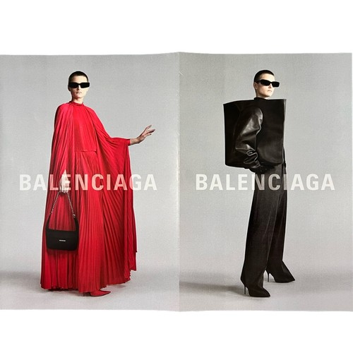 Pubblicità stampa Balenciaga lusso moda donna Demna 2 pagine 2 lati The Mud Show 2023