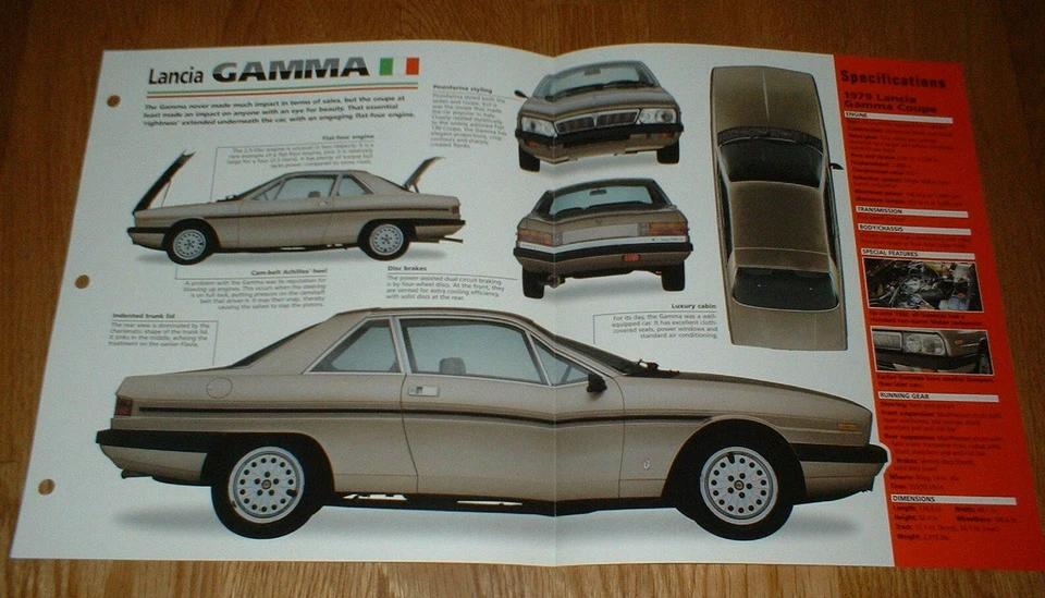 Lancia Gamma 1979 cupé hoja de especificaciones folleto foto información folleto 79-84 Foto 1 de 1