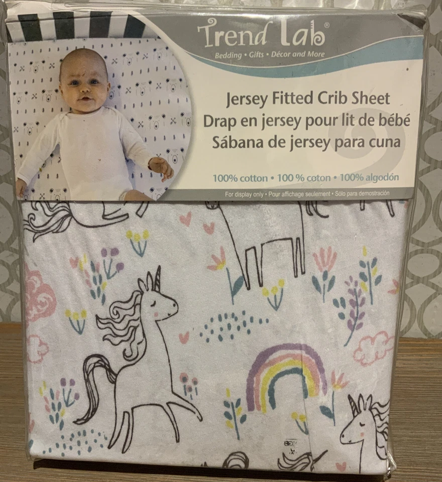 🎠 TREND LAB Jersey Fitted Crib Sheet 100% Combed Cotton- Unicorns🆕 - Image 1 of 2