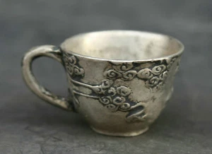 2,6" Sammeln Chinesische Miao Silber Günstige Wolke Teetasse Teetasse/Dose Wein Tasse - Bild 1 von 7