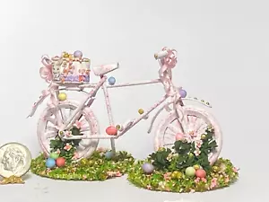 OOAK Artisan Easter Egg Basket Hunt Party Decorated Bicycle 1:12 Dollhouse 2025 - Picture 1 of 22