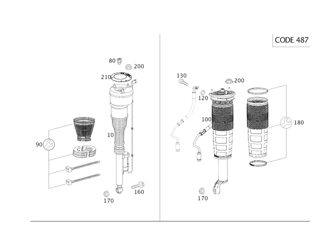 Puntal de suspensión neumática delantera Mercedes Benz S550 S450 S560 2014-2021 222320260089 Foto 1 de 1