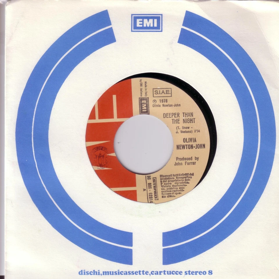 NEW MINT ITALIAN 7" OLIVIA NEWTON-JOHN DEEPER THAN THE NIGHT - Image 1 of 1