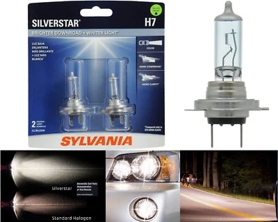 Sylvania Silverstar H7 55W Two Bulbs Head Light High Beam Replace Plug Play Lamp - Image 1 of 4