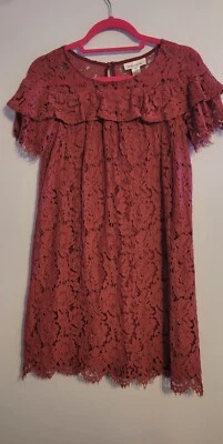 Motherhood Maturity Mauve Boohoo Scalloped Lace Mini Dress Size Small - Image 1 of 4