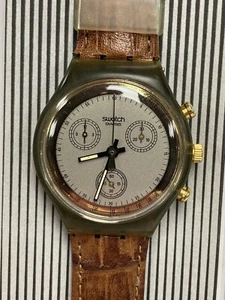 Swatch Watch Chronograph Goldfinger SCM100 1991 Excellent Condition Runs Perfect - Picture 1 of 4