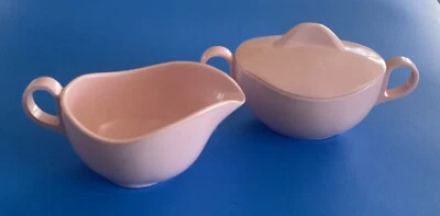 Vintage Mid Century Modern Melamine Melmac Pink Creamer & Covered Sugar Set EUC - Image 1 of 4