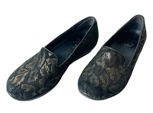 Dansko Women's EU 39 US 8.5 Black Gold Leather Flat Comfort Casual Slip On Shoes - Picture 1 of 10