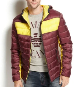 NWT Armani Jeans Reversible Colorblocked Hooded Puffy Slim Fit Jacket size M - Picture 1 of 11