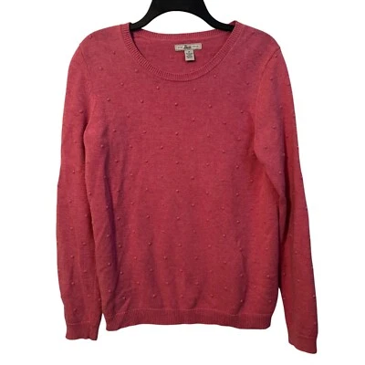 G.H. Bass & Co. Womens Pink Long-Sleeve Sweater Size Medium Dotted Texture Cotto - Image 1 of 4