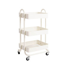 Levede 3 Tiers Kitchen Trolley Cart Steel Storage Rack Shelf Organiser White