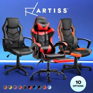 Artiss Gaming Chair Office Chairs Executive Computer Desk PU Leather Footrest - Picture 1 of 30