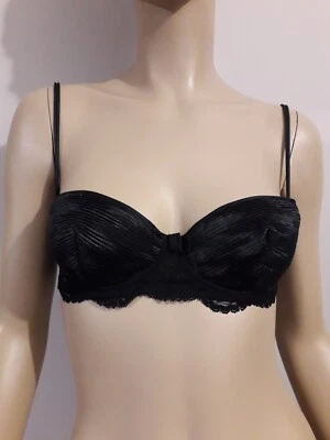 Sujetador plisado vintage LA PERLA negro talla 3 hecho en Italia lencería Foto 1 de 4