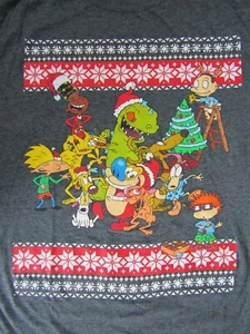 Nickelodeon Christmas T Shirt RUGRATS CATDOG REN STIMPY HEY ARNOLD MEN L NWOT - Picture 1 of 6