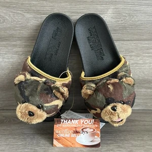 Adidas x Jeremy Scott Adilette Teddy Black Camo Slides Size 6.5 Women's NWB - Picture 1 of 8