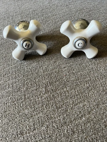 White Vintage Hot and Cold Handles Cover