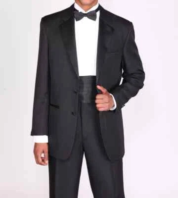 Men's New 2 Button Black Formal Tuxedo Suit (Jacket &Pants) 38R~56L - Image 1 of 4