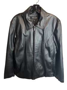 Chaqueta de cuero genuino New York & Company negra L - Imagen 1 de 3
