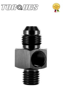 AN -6 (AN6) To M12x1.5 With 1/8" NPT Side Port Adapter Gauge In Black - Picture 1 of 1