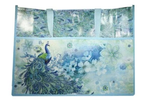 2 Punch Studio Oversized Water-Resistant Shopping Tote Bags (Paisley Peacock) - Picture 1 of 4