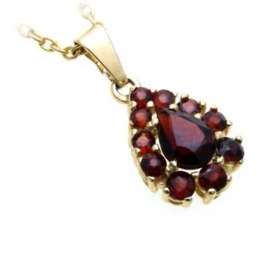 Nuovo Pendente Granato In Argento 925 Pendente A Goccia Donna Argento Sterling - Immagine 1 di 2