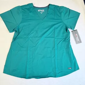 New Greys Anatomy Aubrey Scrub Top 2XL Hunter Green 2 Pocket V Neck 71166X - Picture 1 of 8